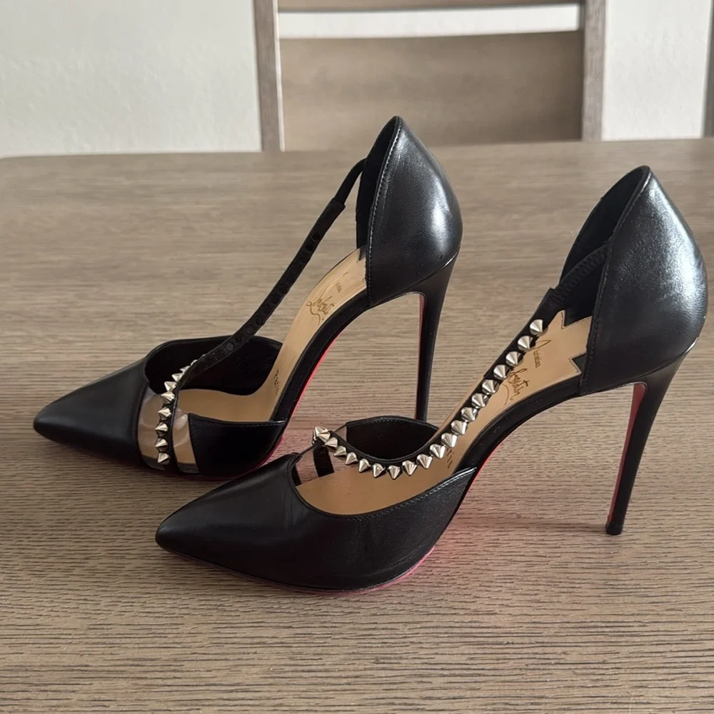 Christian Louboutin Spike Cross 100 Black Pump - Picture 3 of 13